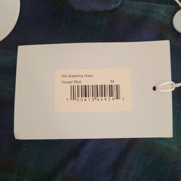 NWT Hill House Araminta Dress Tartan Green Blue Stewart Plaid Size M - Picture 8 of 9